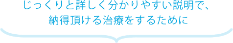 じっくりと詳しく分かりやすい説明で、納得頂ける治療をするために